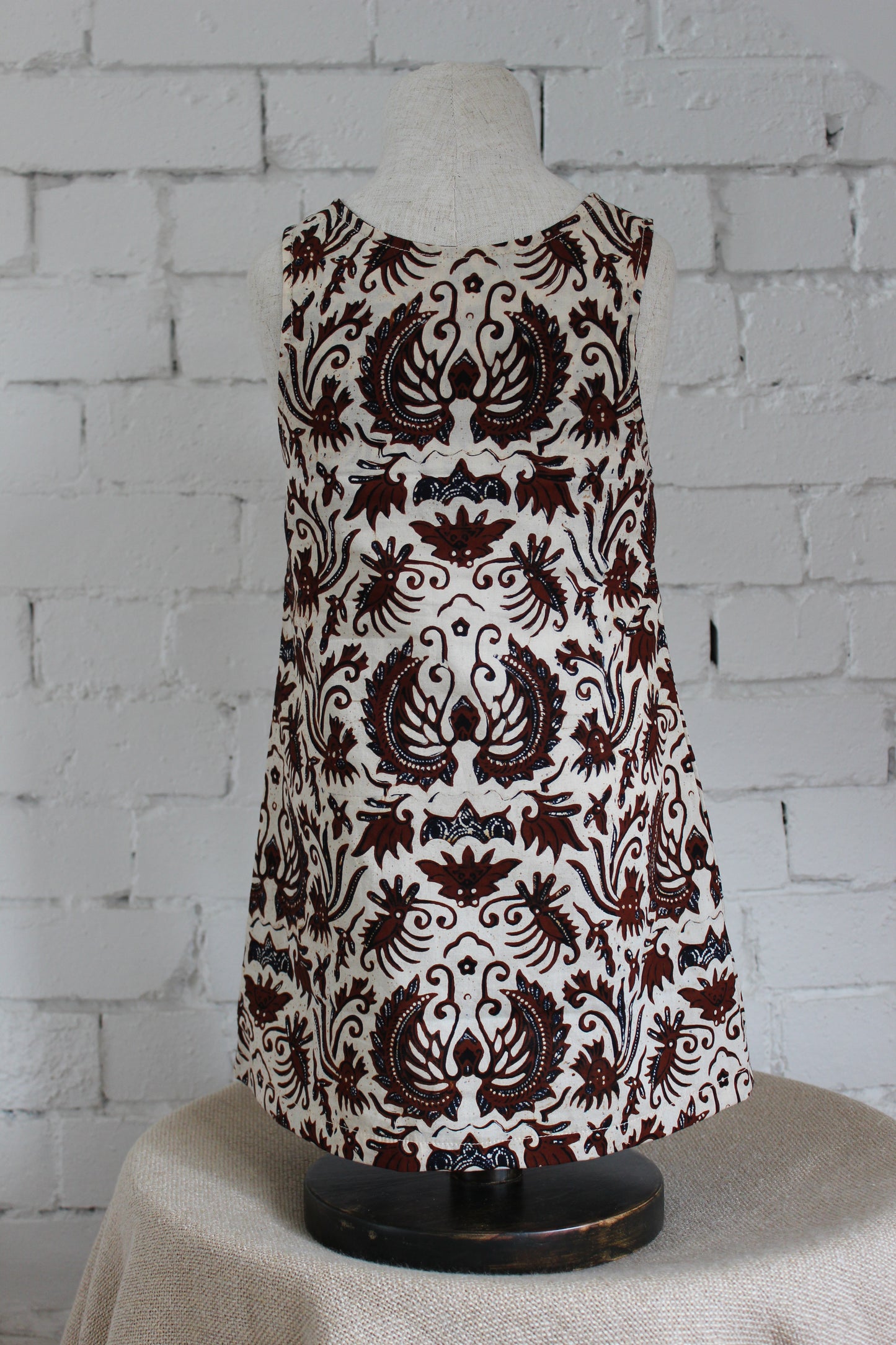 Walang Kekek Cream and Dark Rust Pinafore Dress