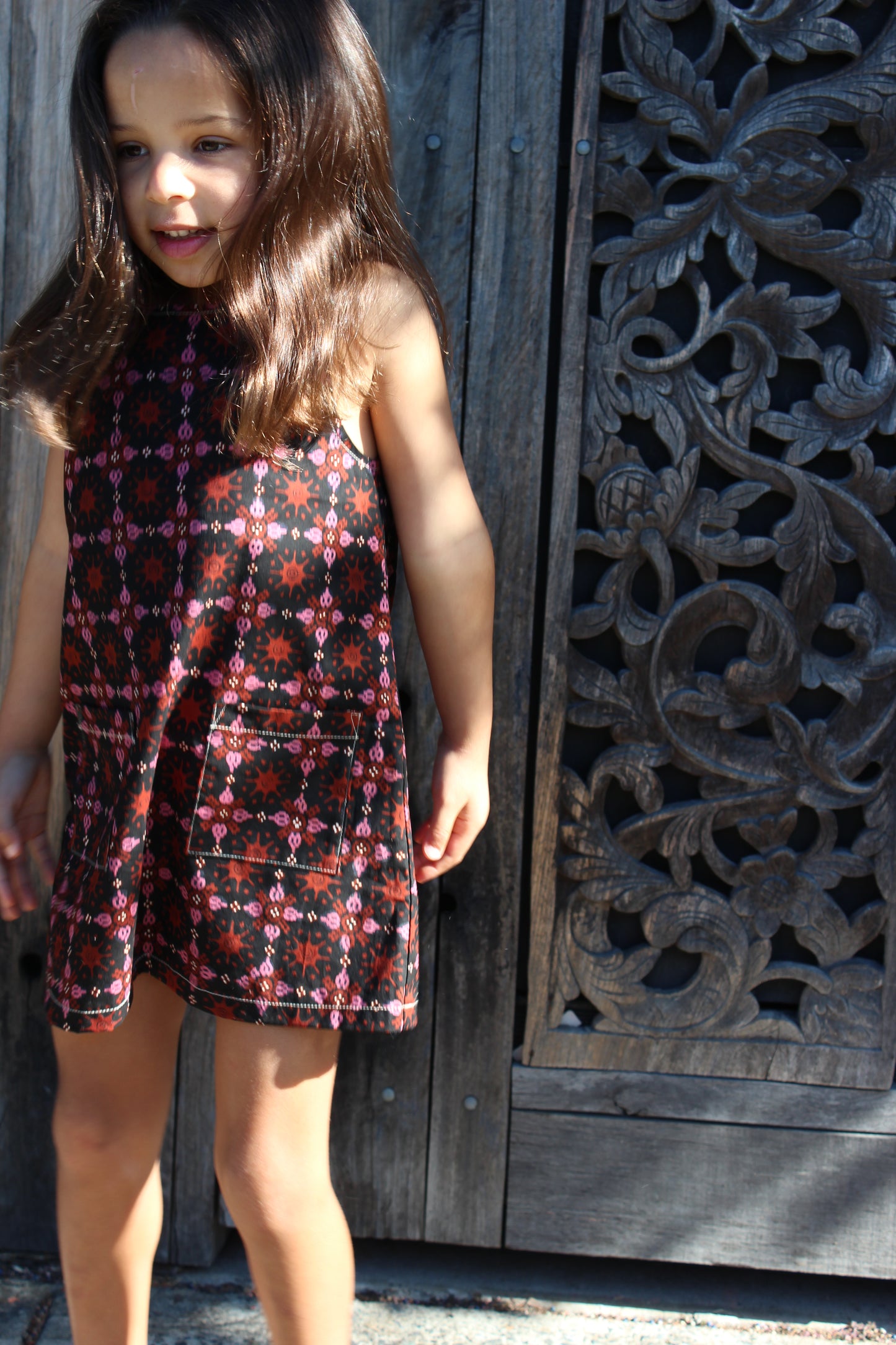 Nitik Pink and Rust Pinafore Dress