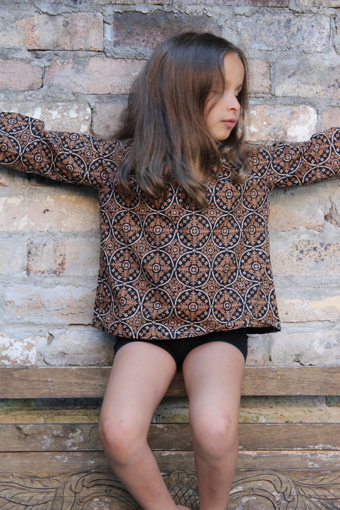 Nitik Clay Long Sleeve Smock Top