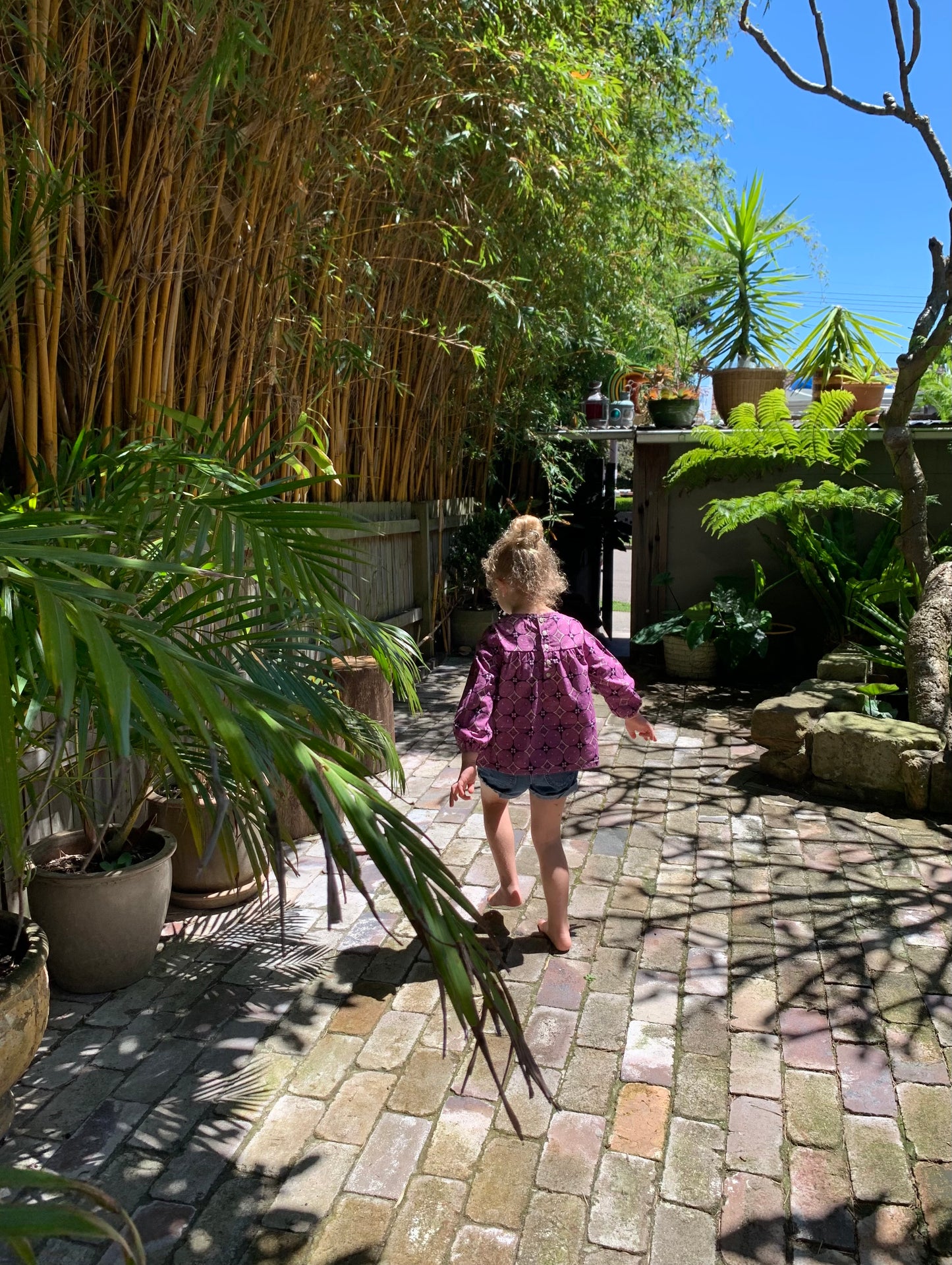 Kawung Lilac Long Sleeve Smock Top