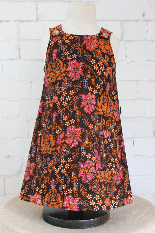 Sekar Jagad Burnt Orange and Fuchsia Pinafore Dress