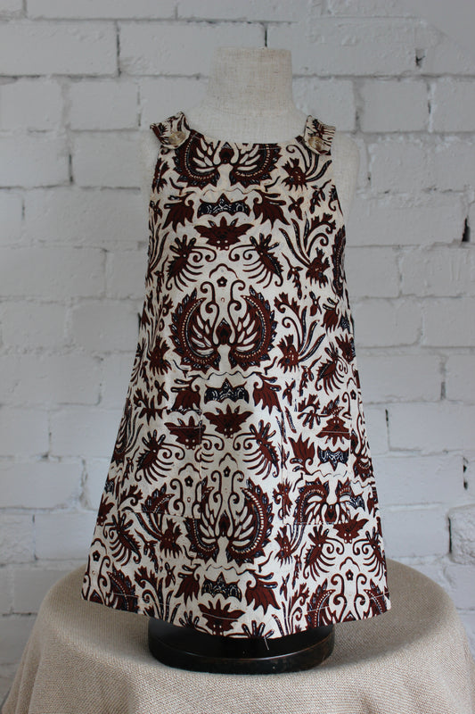 Walang Kekek Cream and Dark Rust Pinafore Dress