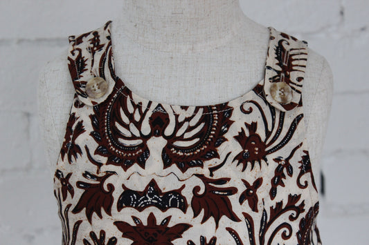 Walang Kekek Cream and Dark Rust Pinafore Dress