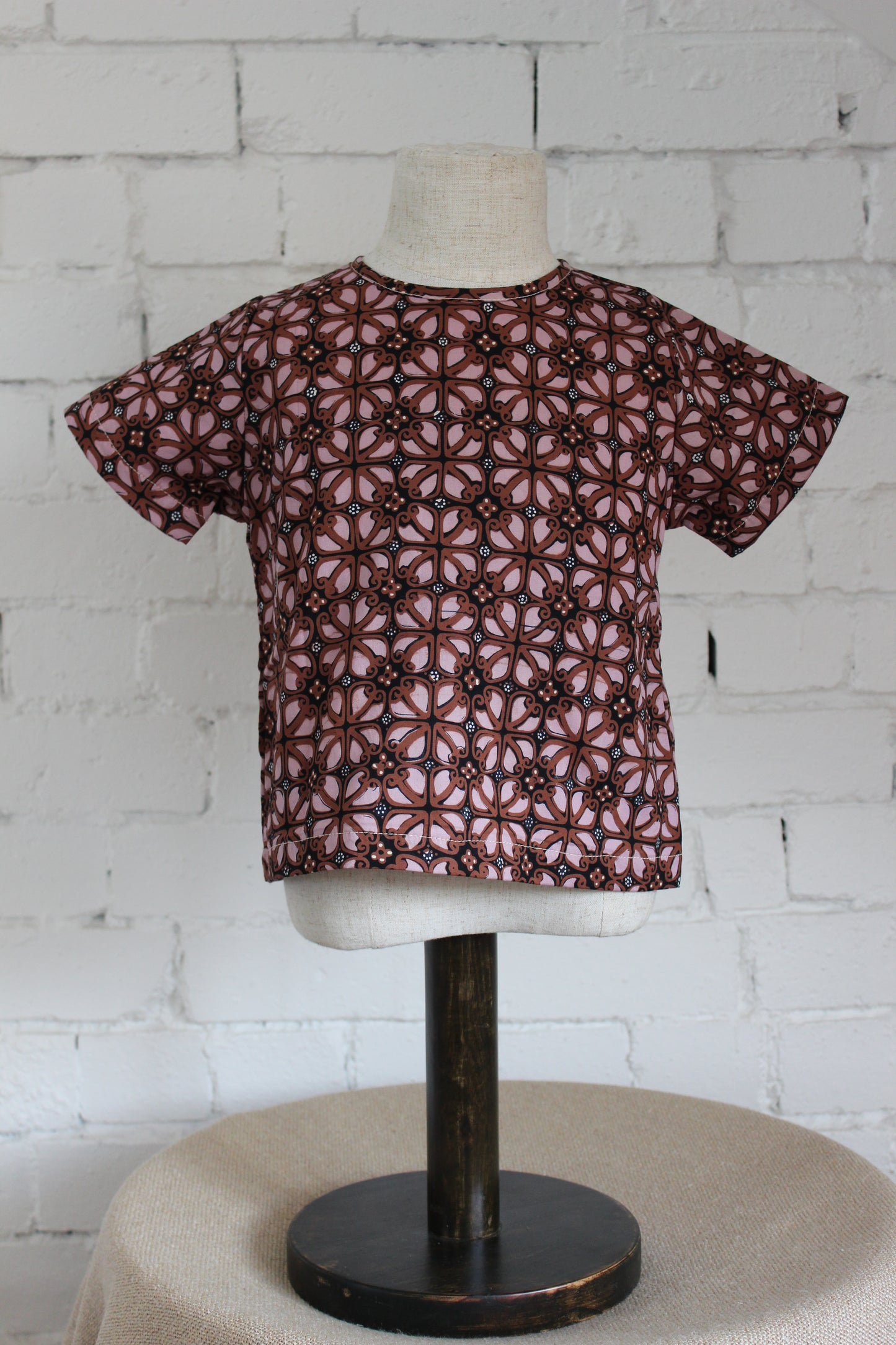 Woven Short Sleeve Shirt Ceplok Rosewood