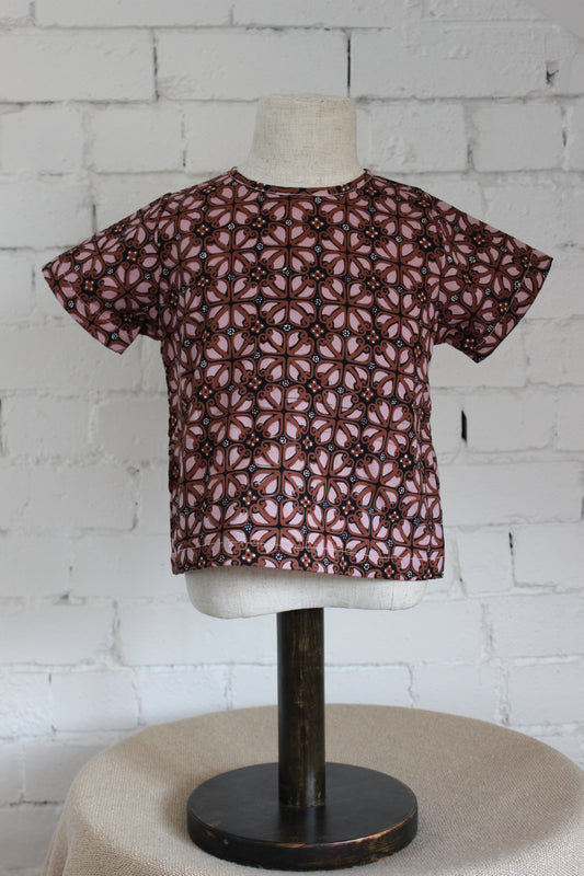 Woven Short Sleeve Shirt Ceplok Rosewood