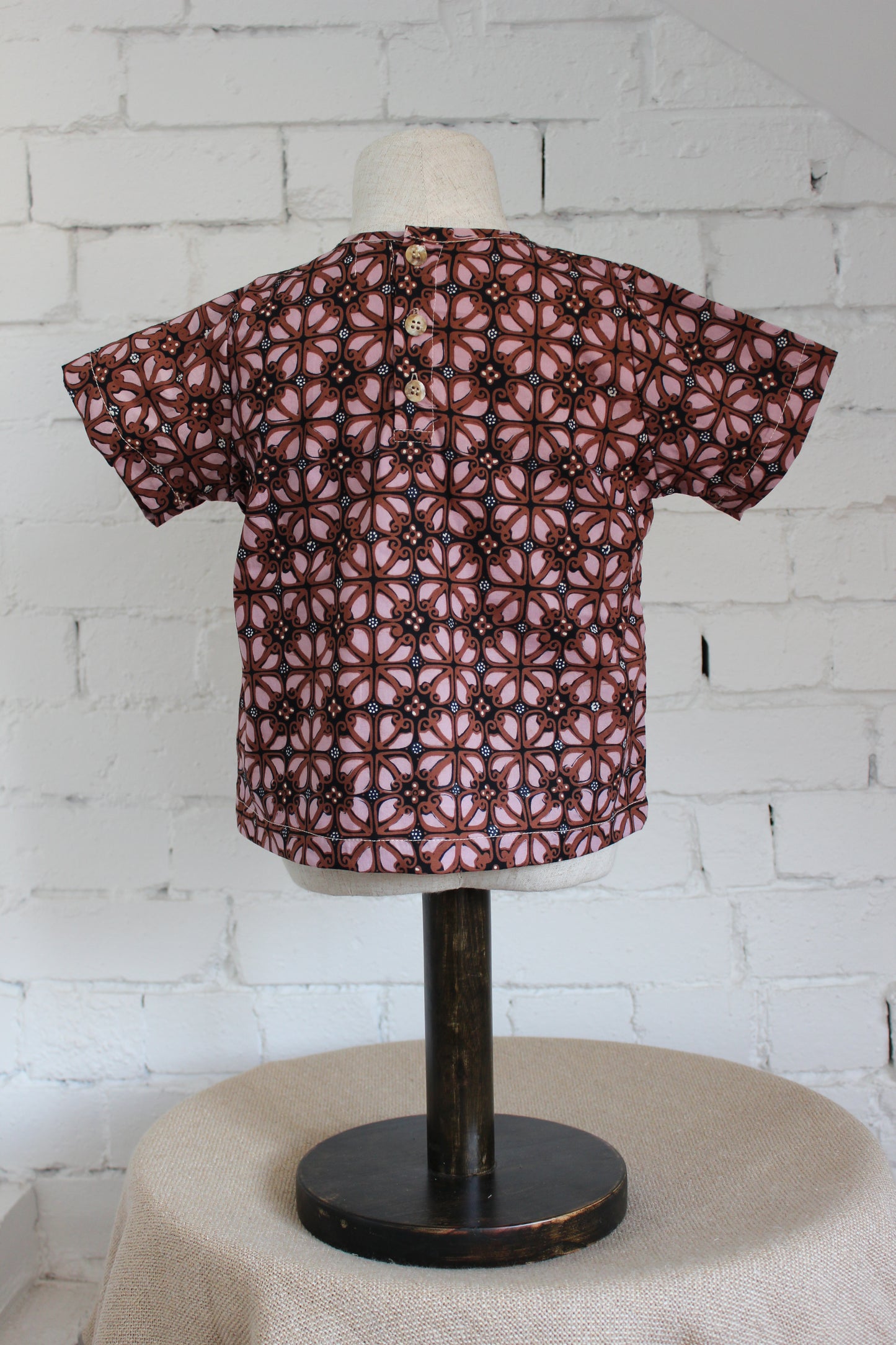 Woven Short Sleeve Shirt Ceplok Rosewood