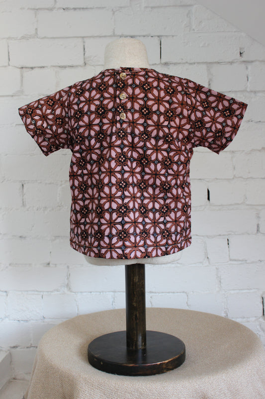 Woven Short Sleeve Shirt Ceplok Rosewood