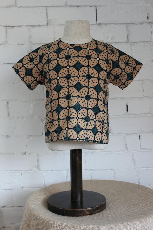 Woven Short Sleeve Shirt Kawung Emerald
