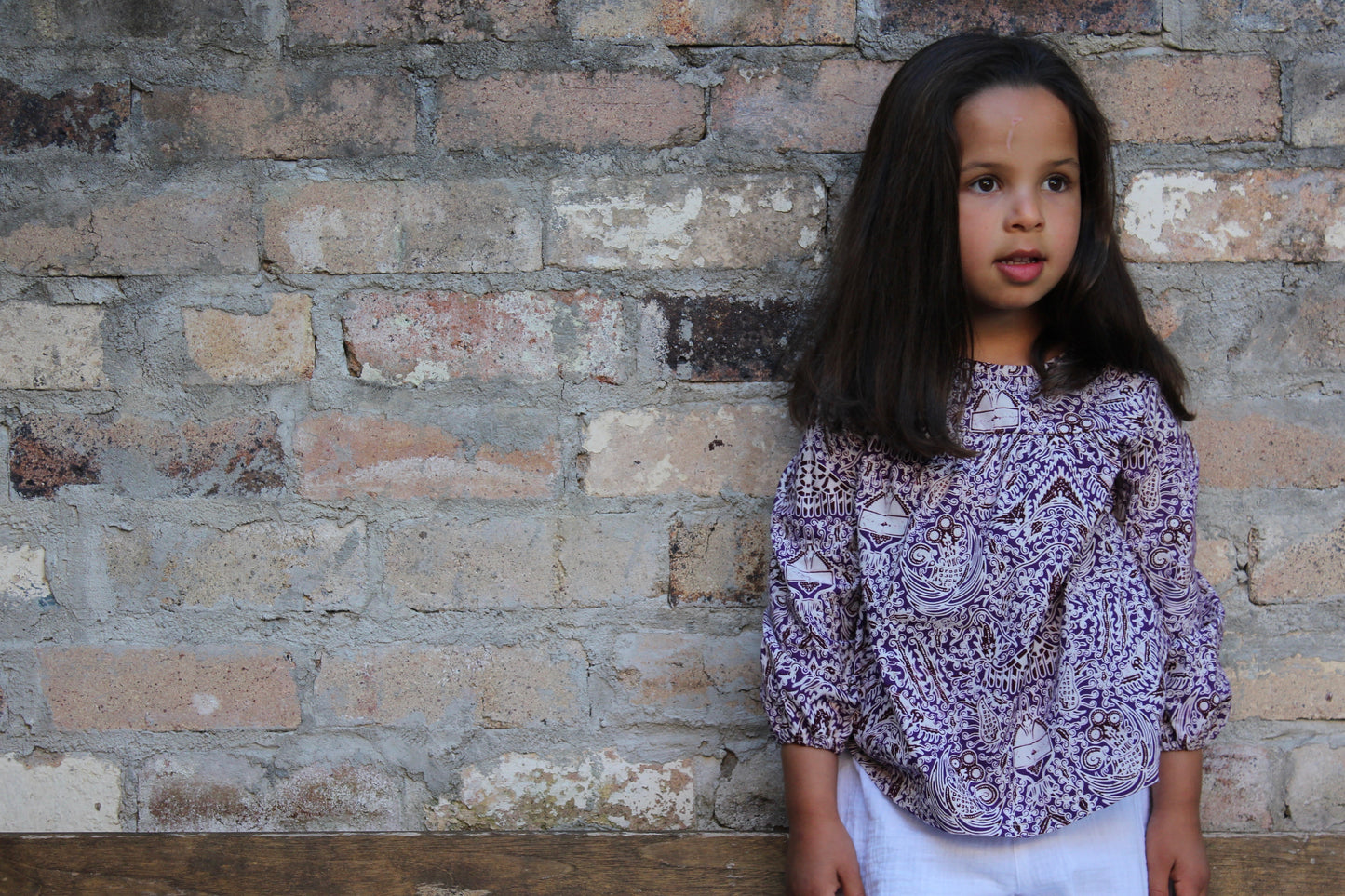 Cuwiri Violet Long Sleeve Smock Top