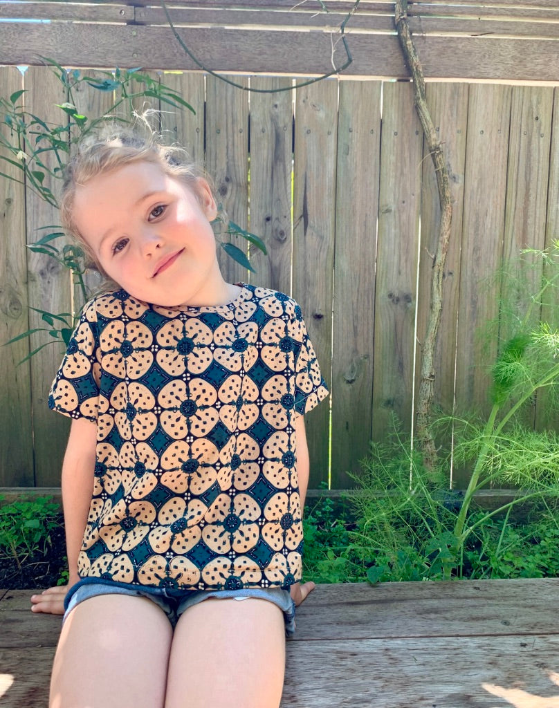 Woven Short Sleeve Shirt Kawung Emerald