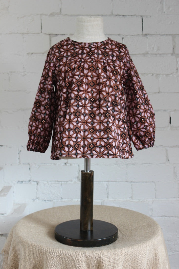 Ceplok Rosewood Long Sleeve Smock Top