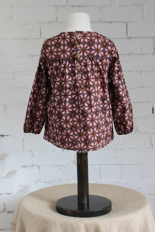 Ceplok Rosewood Long Sleeve Smock Top
