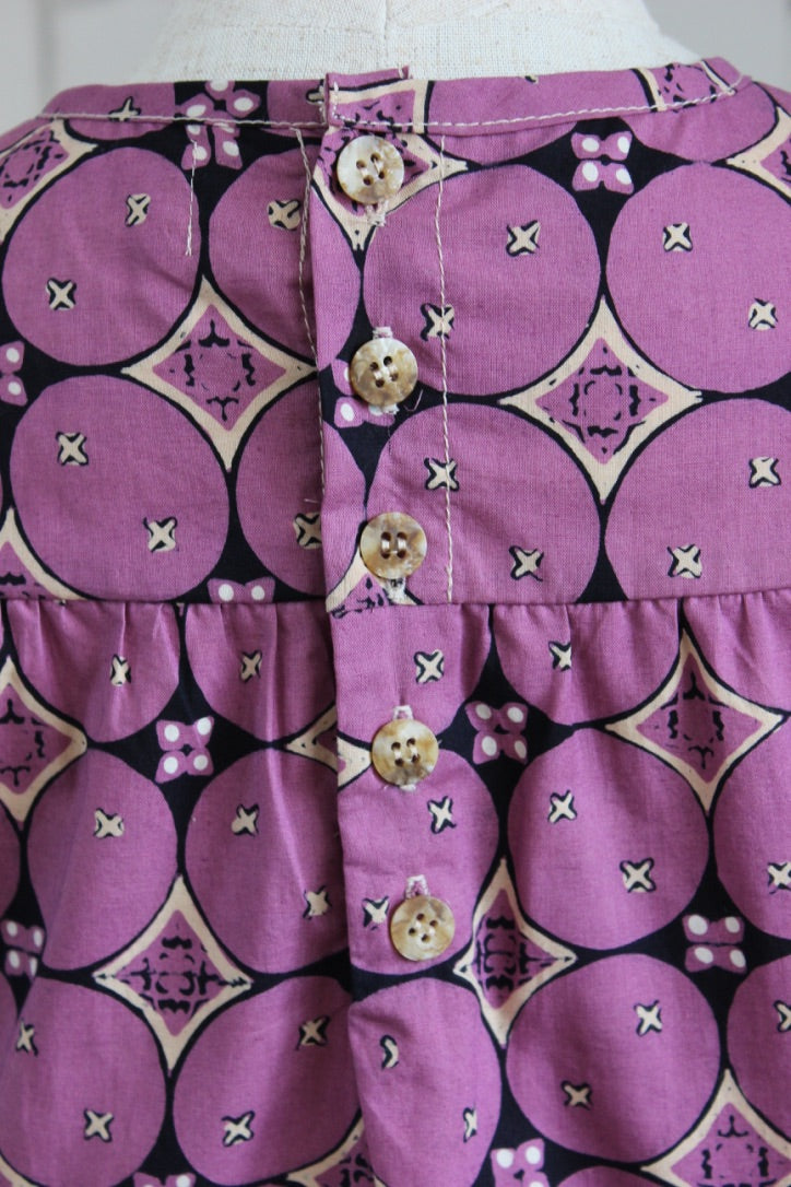 Kawung Lilac Long Sleeve Smock Top