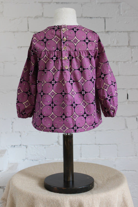 Kawung Lilac Long Sleeve Smock Top