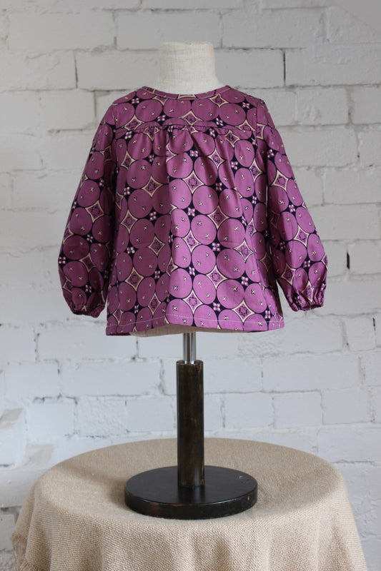 Kawung Lilac Long Sleeve Smock Top