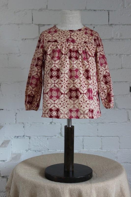 Ceplok Hibiscus Long Sleeve Smock Top